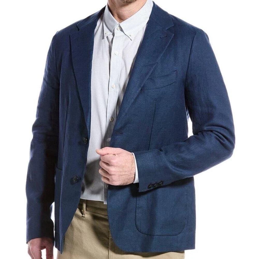 Ted Baker Blue Onich Linen-blend Slim Fit Blazer Size 6UK. 2xlUS NWT $425